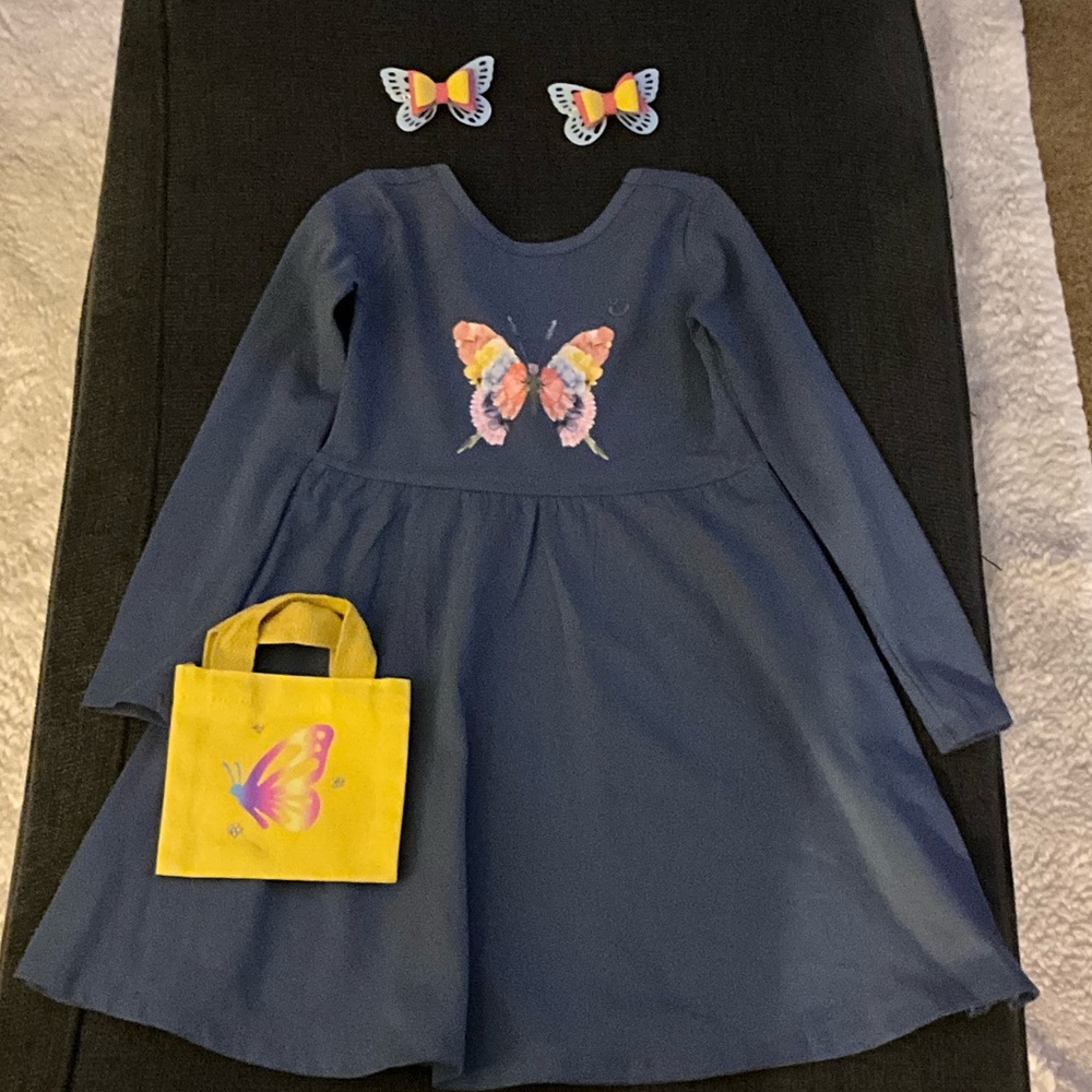 Nordstrom Navy Dress with Butterfly Design